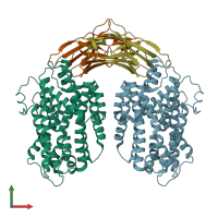 PDB entry 5m95 coloured by chain, front view.