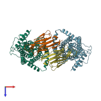 PDB entry 5m95 coloured by chain, top view.