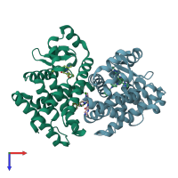 PDB entry 5m96 coloured by chain, top view.