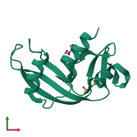 PDB entry 5m9g coloured by chain, front view.