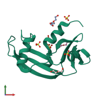 PDB entry 5m9q coloured by chain, front view.