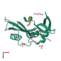 PDB entry 5m9q coloured by chain, top view.
