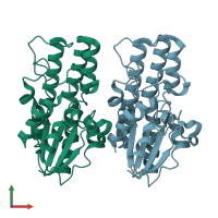PDB entry 5mal coloured by chain, front view.