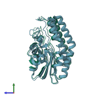 PDB entry 5mal coloured by chain, side view.