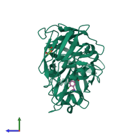 PDB entry 5mb7 coloured by chain, side view.