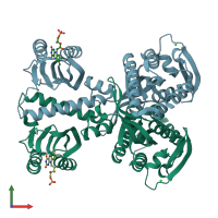 PDB entry 5mbc coloured by chain, front view.