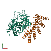 PDB entry 5mbl coloured by chain, front view.