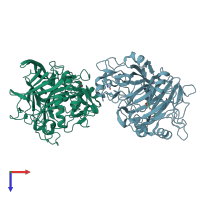 PDB entry 5mcl coloured by chain, top view.