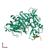 PDB entry 5mco coloured by chain, front view.