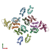 PDB entry 5md3 coloured by chain, front view.