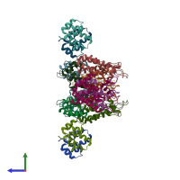 PDB entry 5md3 coloured by chain, side view.