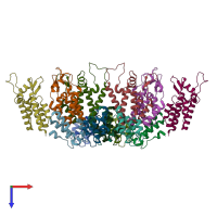 PDB entry 5md3 coloured by chain, top view.