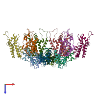 PDB entry 5mdb coloured by chain, top view.