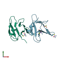 PDB entry 5mdi coloured by chain, front view.