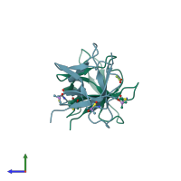 PDB entry 5mdi coloured by chain, side view.