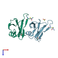 PDB entry 5mdi coloured by chain, top view.
