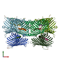 PDB entry 5mdr coloured by chain, front view.