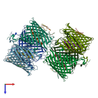 PDB entry 5mdr coloured by chain, top view.