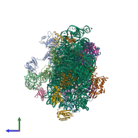 PDB entry 5me0 coloured by chain, side view.