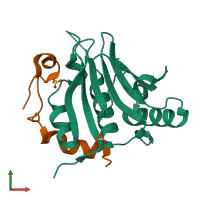 PDB entry 5me5 coloured by chain, front view.