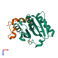 PDB entry 5me5 coloured by chain, top view.