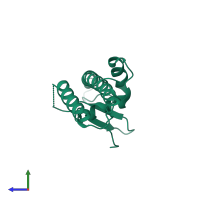 PDB entry 5mec coloured by chain, side view.