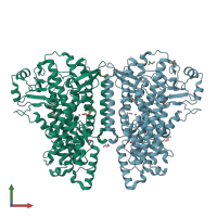 PDB entry 5med coloured by chain, front view.