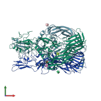 PDB entry 5mf1 coloured by chain, front view.
