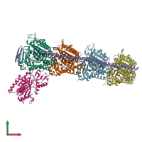 PDB entry 5mf4 coloured by chain, front view.