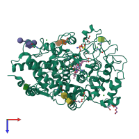 PDB entry 5mfa coloured by chain, top view.