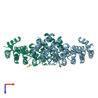 PDB entry 5mfn coloured by chain, top view.