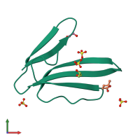PDB entry 5mg9 coloured by chain, front view.