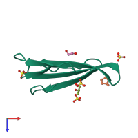 PDB entry 5mg9 coloured by chain, top view.