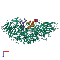 PDB entry 5mgc coloured by chain, top view.