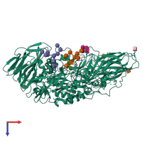 PDB entry 5mgd coloured by chain, top view.