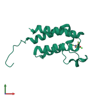 PDB entry 5mge coloured by chain, front view.