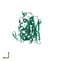 PDB entry 5mgh coloured by chain, side view.