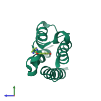 PDB entry 5mgm coloured by chain, side view.