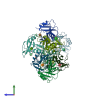 PDB entry 5mgs coloured by chain, side view.