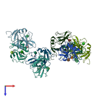 PDB entry 5mgs coloured by chain, top view.