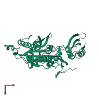 PDB entry 5mgu coloured by chain, top view.