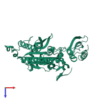 PDB entry 5mgv coloured by chain, top view.