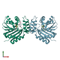 PDB entry 5mgz coloured by chain, front view.