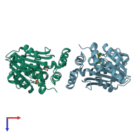 PDB entry 5mgz coloured by chain, top view.