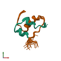 PDB entry 5mhd coloured by chain, ensemble of 20 models, front view.