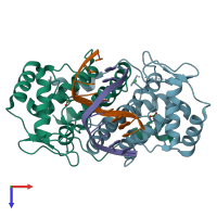 PDB entry 5mhj coloured by chain, top view.