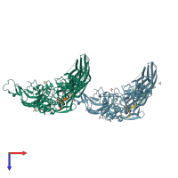 PDB entry 5mhn coloured by chain, top view.