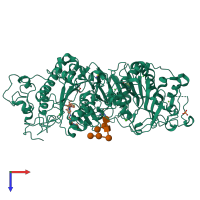 PDB entry 5mhp coloured by chain, top view.