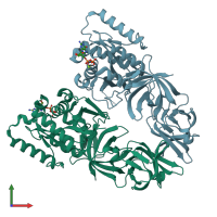 PDB entry 5mi9 coloured by chain, front view.