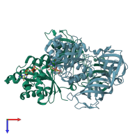 PDB entry 5mi9 coloured by chain, top view.